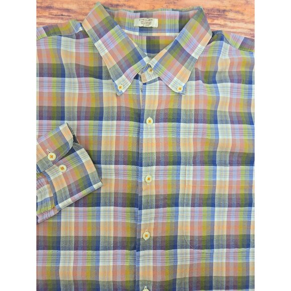 Peter Millar Mens Plaid Button-Down Crown Dress Shirt XL - Picture 4 of 6